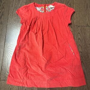 Mini Boden Bright Red Corduroy Dress size 3/4